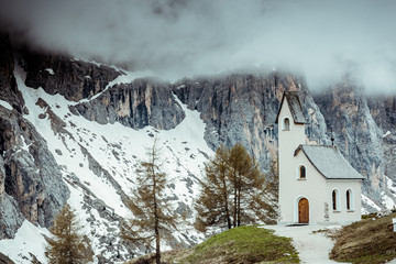 Lonely Chapel on cloudy day in South Tyrol,Italy