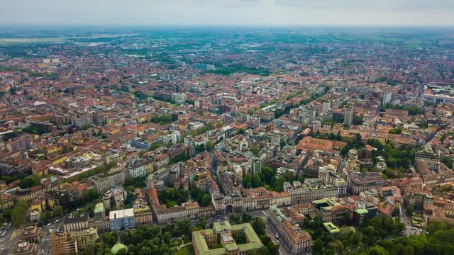 summer day milan city aerial panorama 4k timelapse italy
