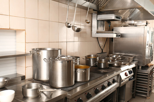 Interior of professional kitchen in restaurant