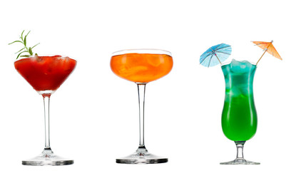 Fresh cold summer cocktail glass of aperol spritz cocktail isolated on white background