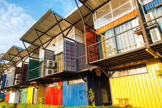 Modern Metal Building Room Made From Refurbish Shipping Container.