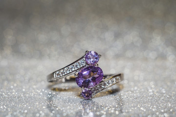 Silver ring with natural amethyst