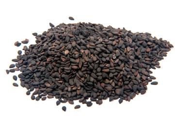 black sesame seeds isolated on the white