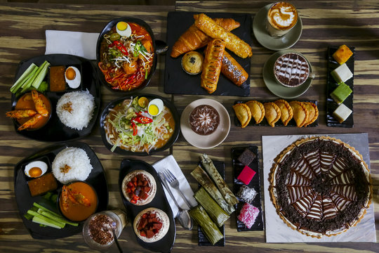 Variety of delicious Malaysian food