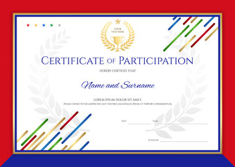 Certificate template in sport theme with border frame, Diploma design