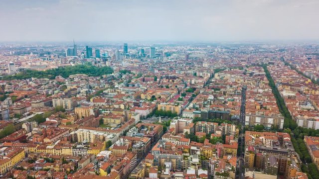 summer day milan cityscape aerial panorama 4k timelapse italy

