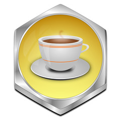 Button with a Cup of Coffee - 3D illustration