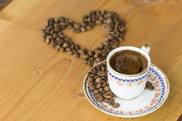 Obraz premium Perfect Turkish Coffee With Coffee Bean