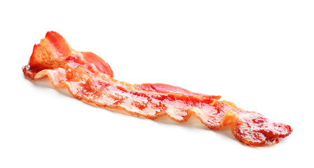 Fried bacon on white background