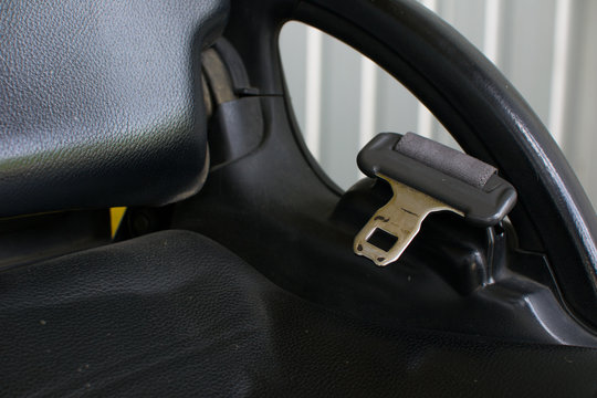 Safety belt on forklift seat