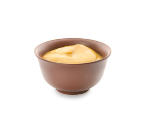 Curry sauce in bowl on white background
