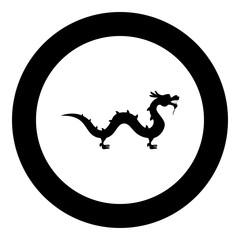 Chinese dragon icon black color in circle round