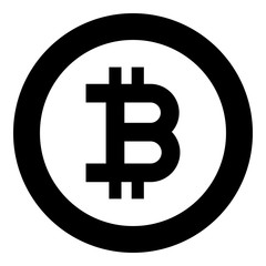 Bitcoin icon black color in circle round