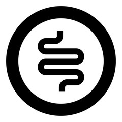 Intestine or bowels icon black color in circle round