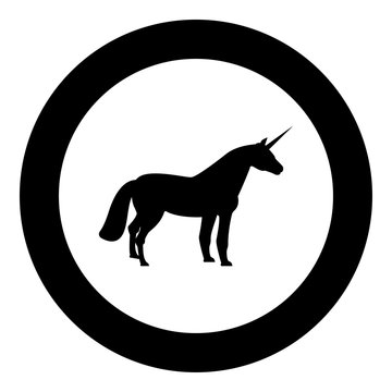 Unicorn icon black color in circle round