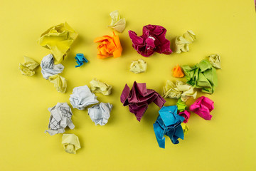Crumpled Color paper balls. 
