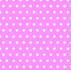 Polka dot seamless pattern. White dots on pink background. Good for design of wrapping paper, wedding invitation and greeting cards.