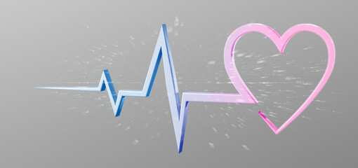 3d rendering medical heart curve isolated on a background