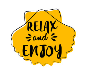 Summer - funny hand drawn sticker in retro style. Vector.