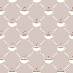 Coffee Seamless Pattern Background, Vector Illustration