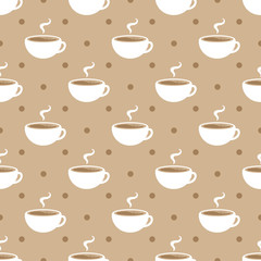 Coffee Seamless Pattern Background, Vector Illustration