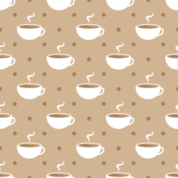 Coffee Seamless Pattern Background, Vector Illustration