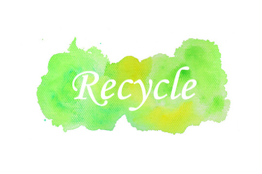 Recycle Text with Watercolor Background