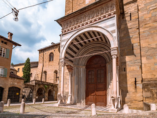Fototapeta premium Entrance of Cappella Colleoni in Citta Alta of Bergamo, Italy
