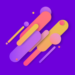 Purple background with colorful abstract pattern.