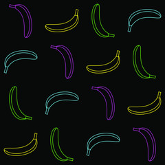 Colored silhuet bananas seamless pattern vector illustration