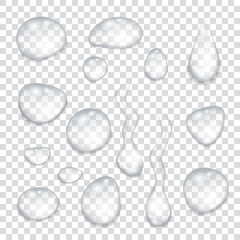 Transparent  gray  drops of  pure water.