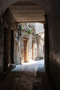 Old stone laneway in Peille, France