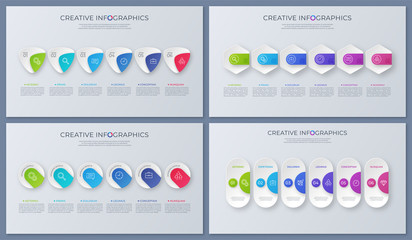 Set of contemporary vector infographic designs, tempates, charts