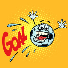 goal happy fan. Football soccer ball. Funny character