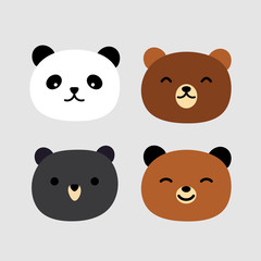 Cute Bear Face Vector Icon