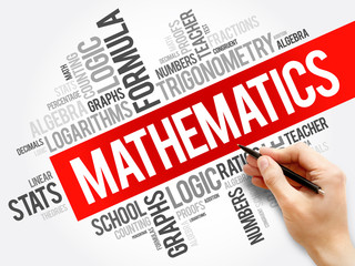 Mathematics word cloud collage, education concept background