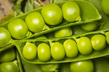 green peas close up in the detail