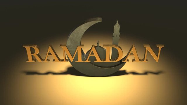 Ramadan Kareem Islamic holy month Eid greeting Quran to Muhammad 3D title render