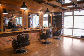 Stylish hairdressing salon interior - obrazy, fototapety, plakaty