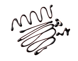 Pattern made with molten chocolate on white background