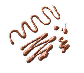 Pattern made with molten chocolate on white background