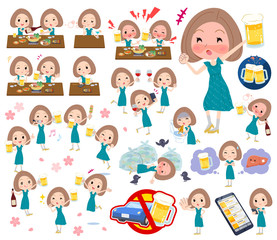 Bob hair green dress women_alcohol