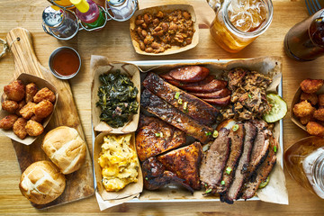 texas style bbq meal with all the fixings