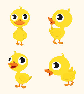 Cute Happy  character Duck set