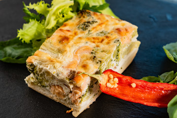 vegetable casserole  on black background