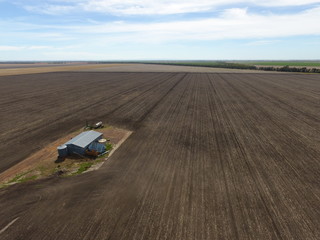 Fototapeta premium Shed on a grain farm on the Western Downs in rural Queensland, Australia