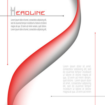 Layout with abstract waveform in red and gray. Minimalistic vector background. Modern template for books, brochures, posters, leaflet, flyers, presentations, infographic, web pages. EPS10 illustration