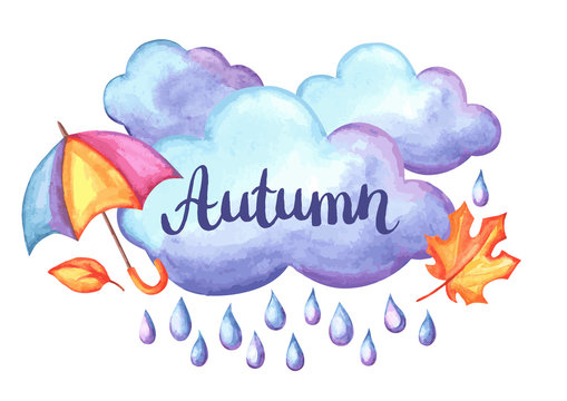 Aquarelle background with autumn elements.