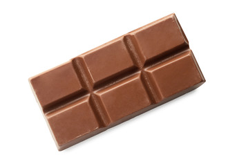 Piece of milk chocolate on white background