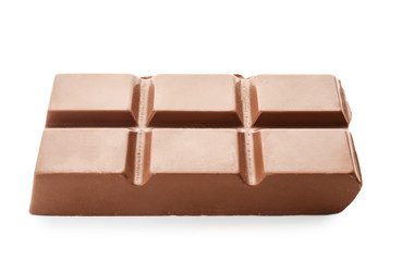 Piece of milk chocolate on white background